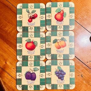 Set of 6 Vintage Pimpernel Fruit Medley - Drink Coasters Made in England